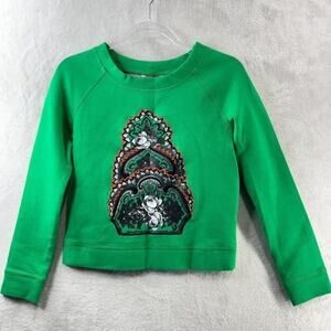 Masfer.SU Cropped Sweatshirt Green Embroidered Designer Crew Neck 
- Size 6